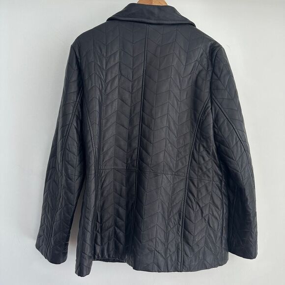 Vintage Leather Jacket Womens XL Genuine Lambskin Quilted Moto Biker Zip Front - Picture 4 of 12